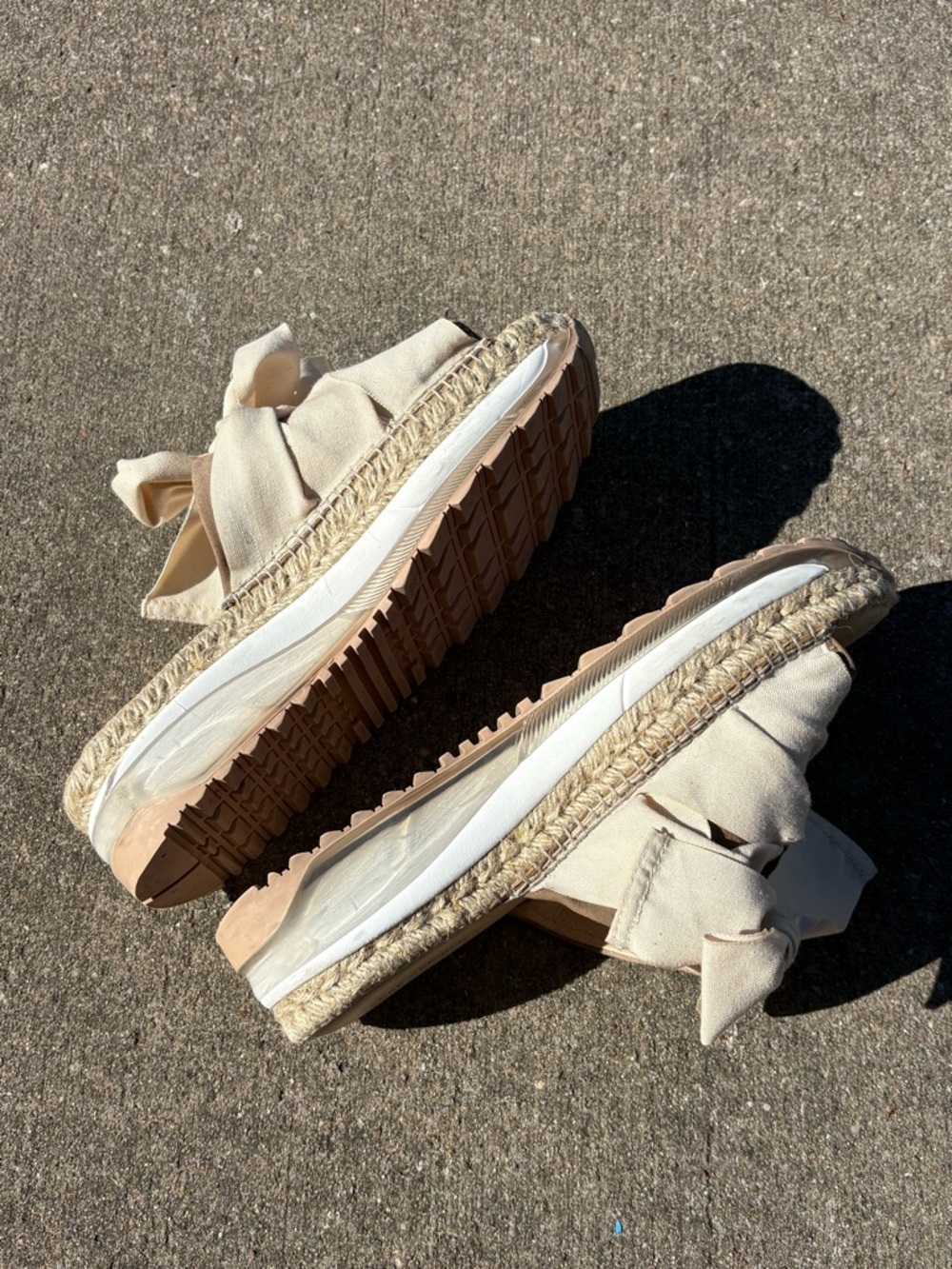 Free People Chapman Sandal Cream Espadrille Platform Slide Sandals with Bow - Picture 6 of 9